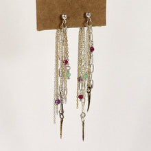 Load image into Gallery viewer, Beaded Mixed-Chain &amp; Spike Double Tassel Studs