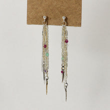 Load image into Gallery viewer, Beaded Mixed-Chain &amp; Spike Double Tassel Studs