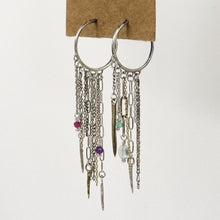 Load image into Gallery viewer, Beaded Chain &amp; Spike Tassel Hoops