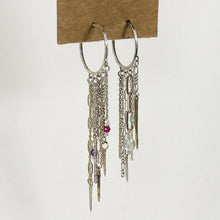 Load image into Gallery viewer, Beaded Chain &amp; Spike Tassel Hoops