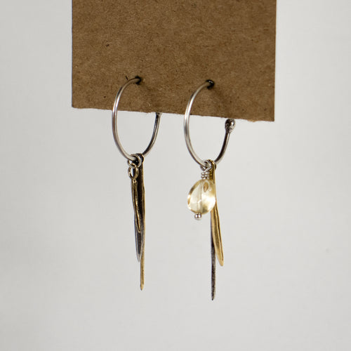 Spikes & Bead Open Hoop Earrings