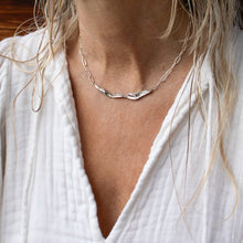 Load image into Gallery viewer, Silver Seaweed Feather Necklace
