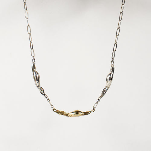 Mixed-Metal Triple Seaweed Pod Necklace
