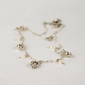 Silver Seaweed Pods & Pearls Necklace