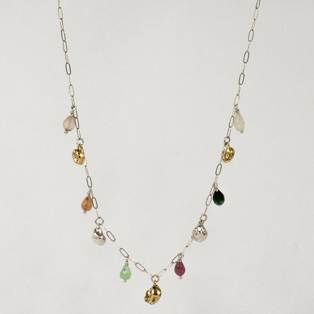 Mixed-Metal Seaweed Pods & Beads Necklace