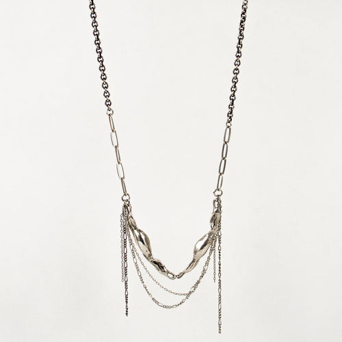 Silver Seaweed Tangled Tassel Necklace