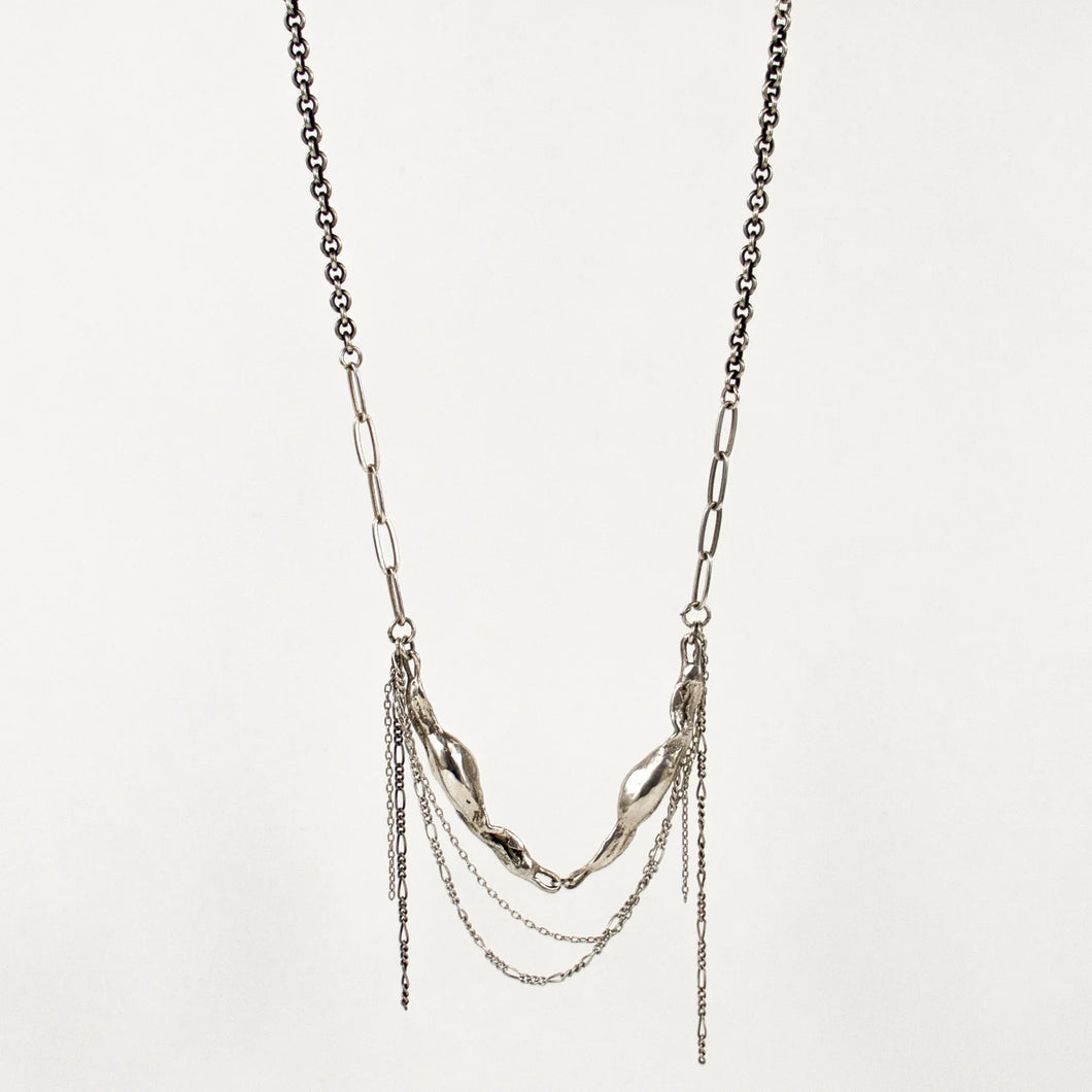 Silver Seaweed Tangled Tassel Necklace