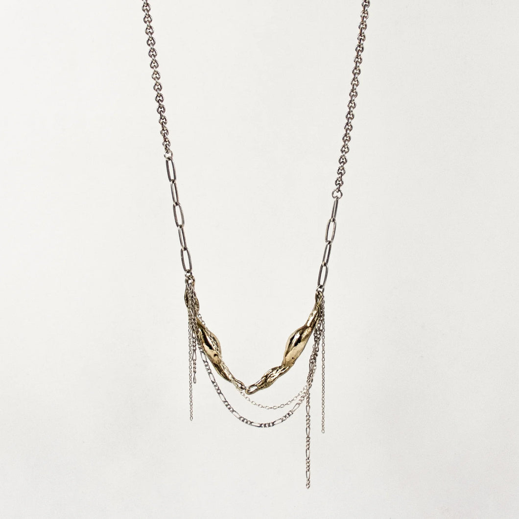 Brass Seaweed Tangled Tassel Necklace
