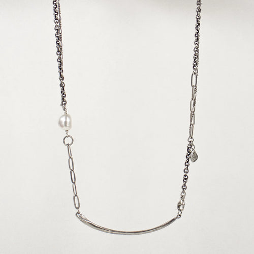 Arc & Pearl Mixed Chain Necklace