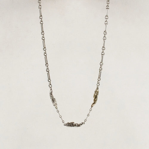 Mixed-Metal Triple Seaweed Silver Necklace