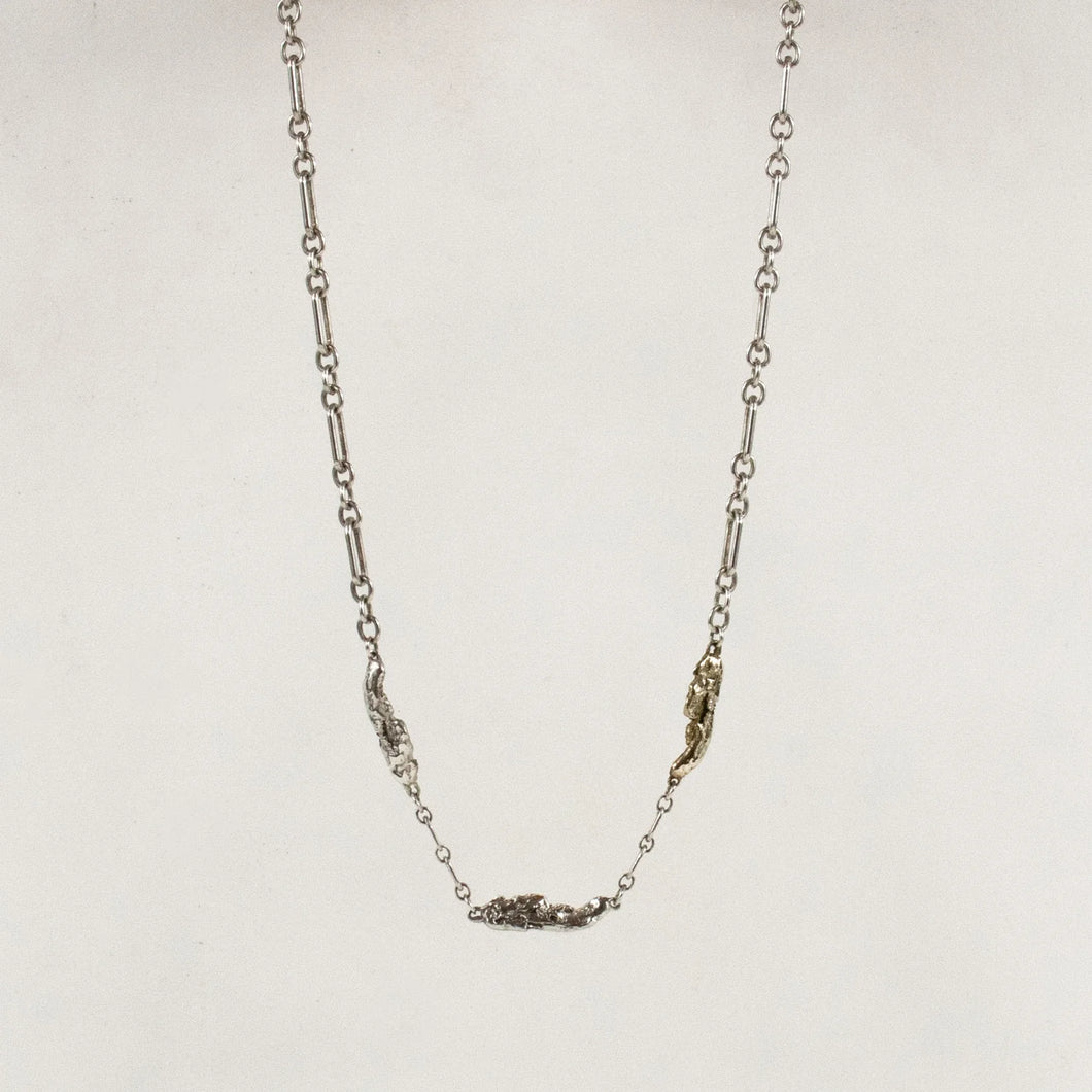 Mixed-Metal Triple Seaweed Silver Necklace