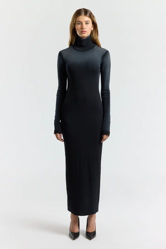 Verona Turtleneck Maxi Dress - Black Cast