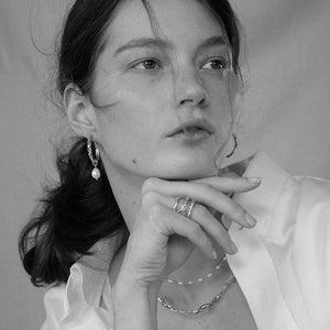 Medium Melted Hoop Earrings With Pearl