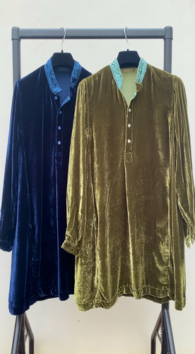 Silk Velvet Button Up Dress