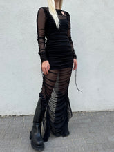 Load image into Gallery viewer, Open Back Gathered Mesh Dress