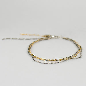 Fine Tangled Gold & Silver Mixed-Chain Bracelet