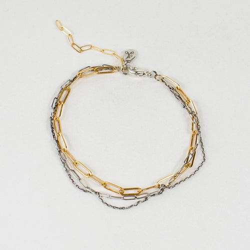Tangled Gold & Silver Mixed-Chain Bracelet