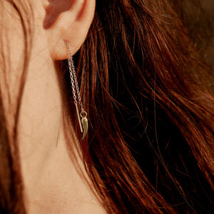 Brass Claw Threader Earrings