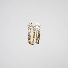 Load image into Gallery viewer, Silver &amp; Gold Tangled Mixed-Chain Hoop Earrings