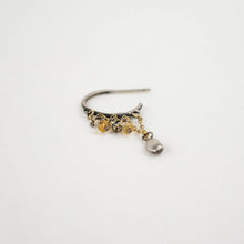 Load image into Gallery viewer, Beaded Silver Seed &amp; Gold Chain Threaded Hoops