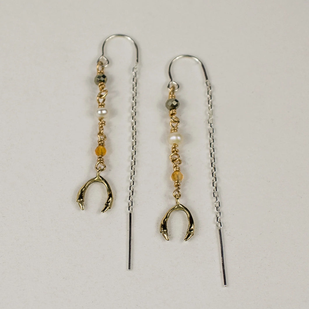 Horseshoe Beaded Threader Earrings