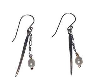 Silver Spike & Pearl Earrings