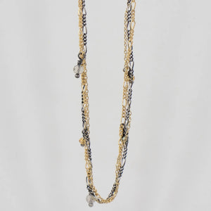 Tangled Silver & Gold Mixed-Chain Beaded Choker