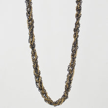 Load image into Gallery viewer, Crocheted Silver &amp; Gold Mixed-Chain Necklace