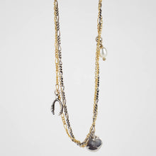 Load image into Gallery viewer, Silver &amp; Gold Tangled Chain Charm Necklace