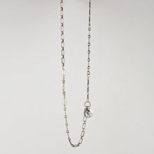 Load image into Gallery viewer, Silver Mixed-Chain Pearl &amp; Rock Necklace
