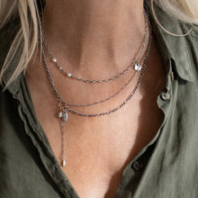 Load image into Gallery viewer, Asymmetrical Double Silver Chain Charm Necklace