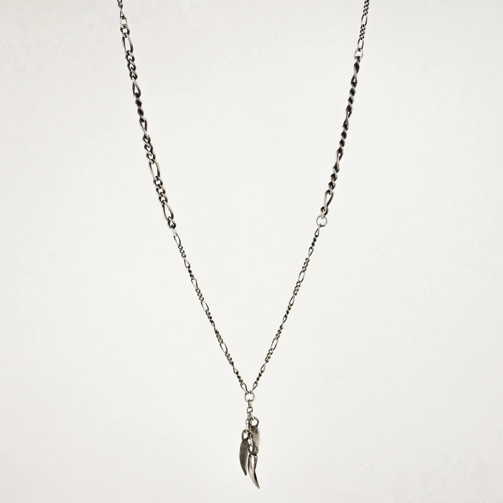 Silver Claws Mixed-Chain Tassel Necklace