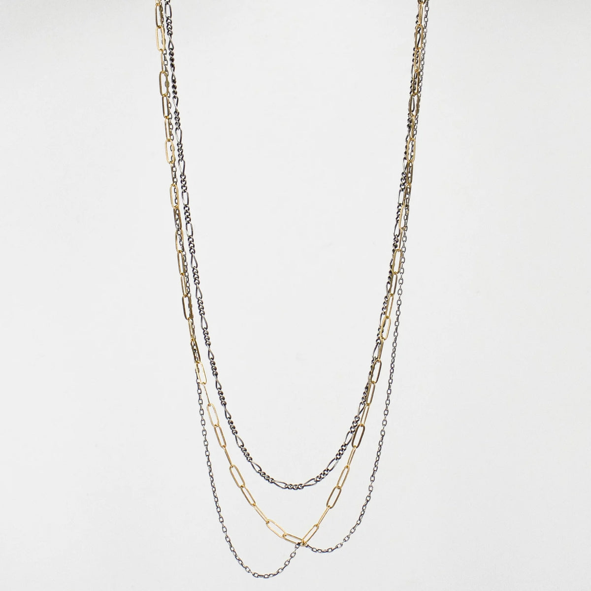 Fine Tangled Gold & Silver Mixed-Chain Necklace – Aftur