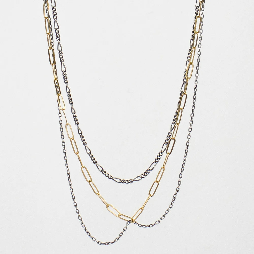 Fine Tangled Gold & Silver Mixed-Chain Necklace